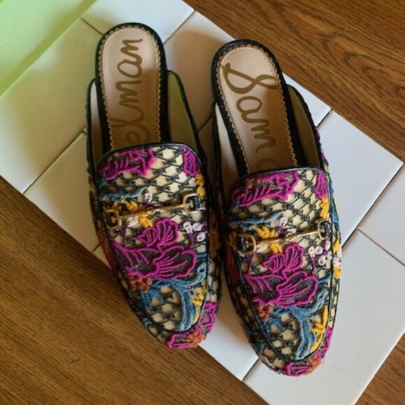 Sam Edelman Linnie Floral Lace Mules- EUC Size 8 - Picture 1 of 6